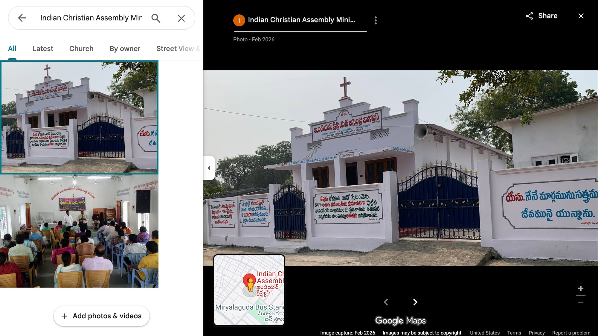 Indian Christian Assembly Ministries Church Building in Miryalaguda